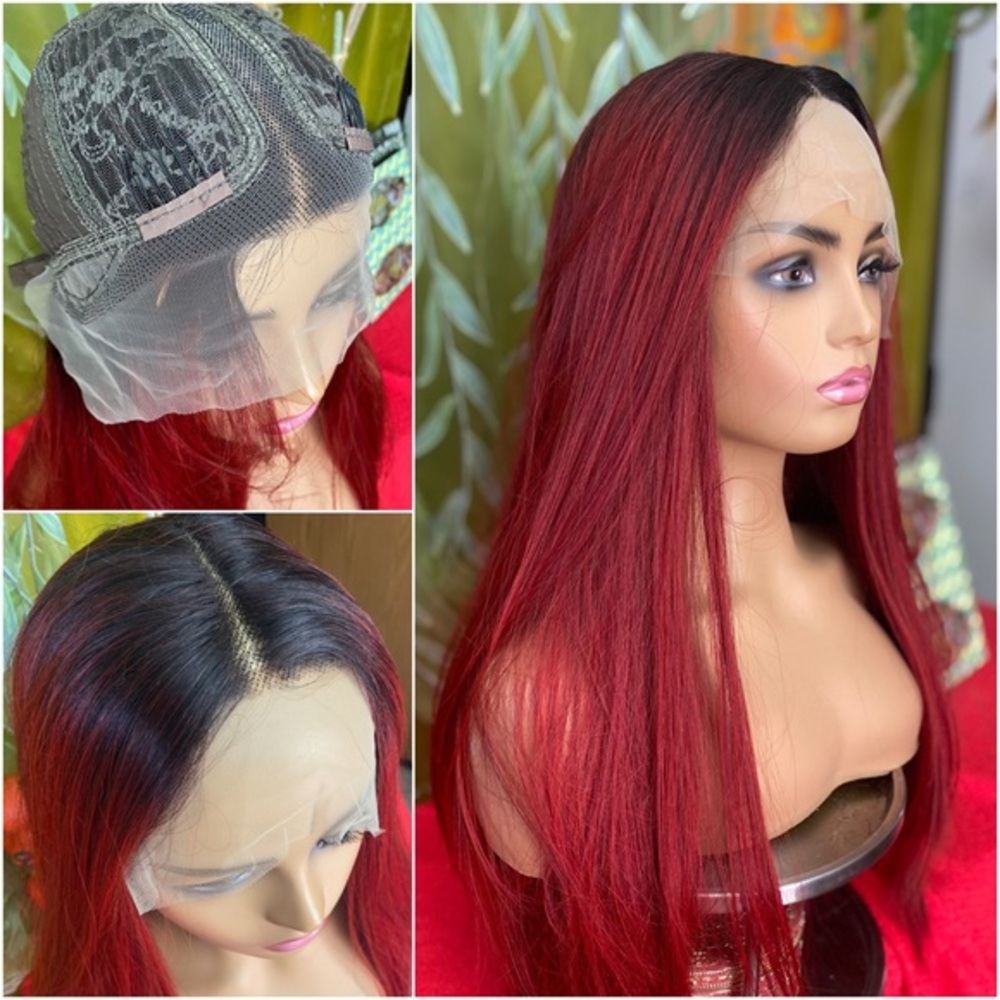 vampire red black lace front wig